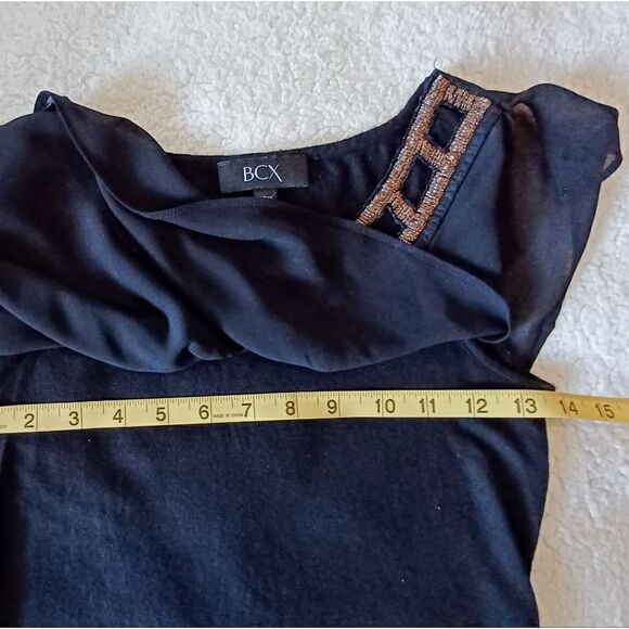 BCX Stretch blouse with bronze Beaded Embroidered collar - Picture 8 of 12